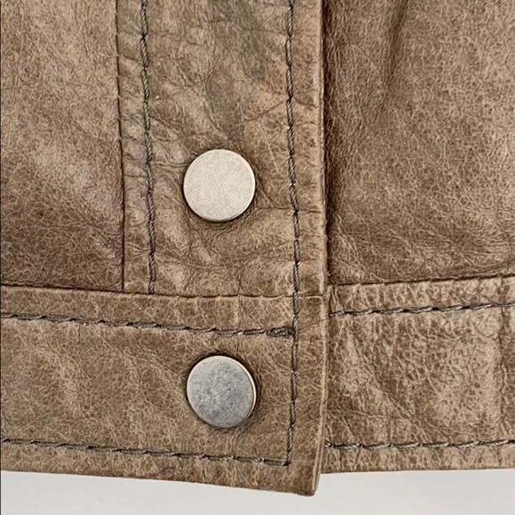 BCBGMAXAZARIA leather Snap Collar Moto Bomber Jacket Small EUC - Picture 8 of 15